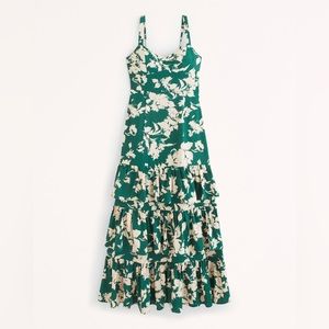 Abercrombie Ruffle Tiered Maxi Dress in Green Floral